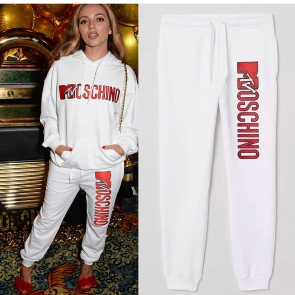 H&MxMoschino white joggers size M